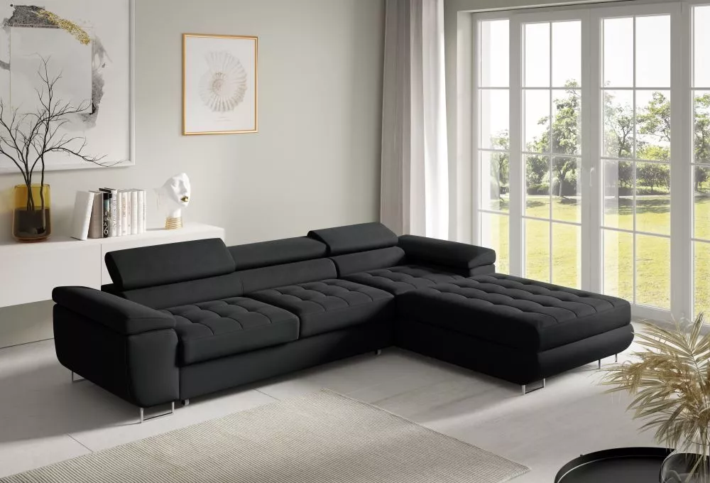 Dīvāns Corner 272 standard · Melns · 200 × 277 × 87 cm