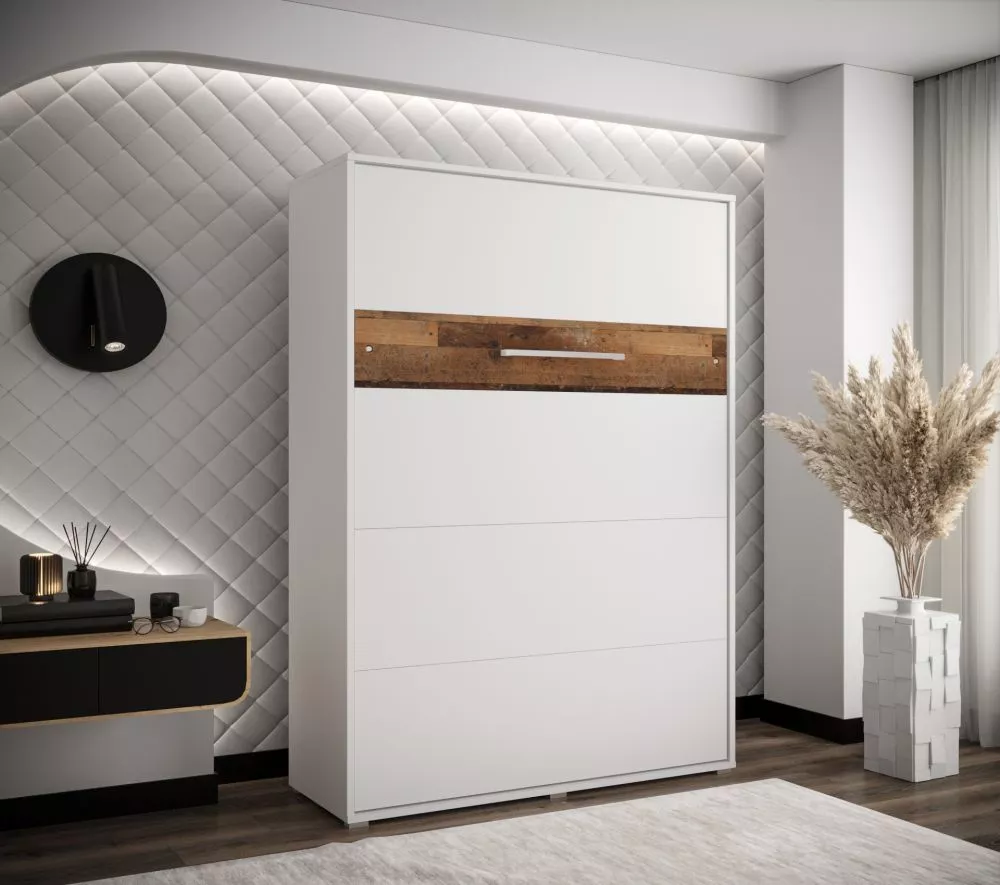 Gulta Home V LED ar stelāžu Guļamvietas platums: 140 cm, Korpusa krāsa: balts, Guļamvietas garums: 200 cm, stelāžas tips