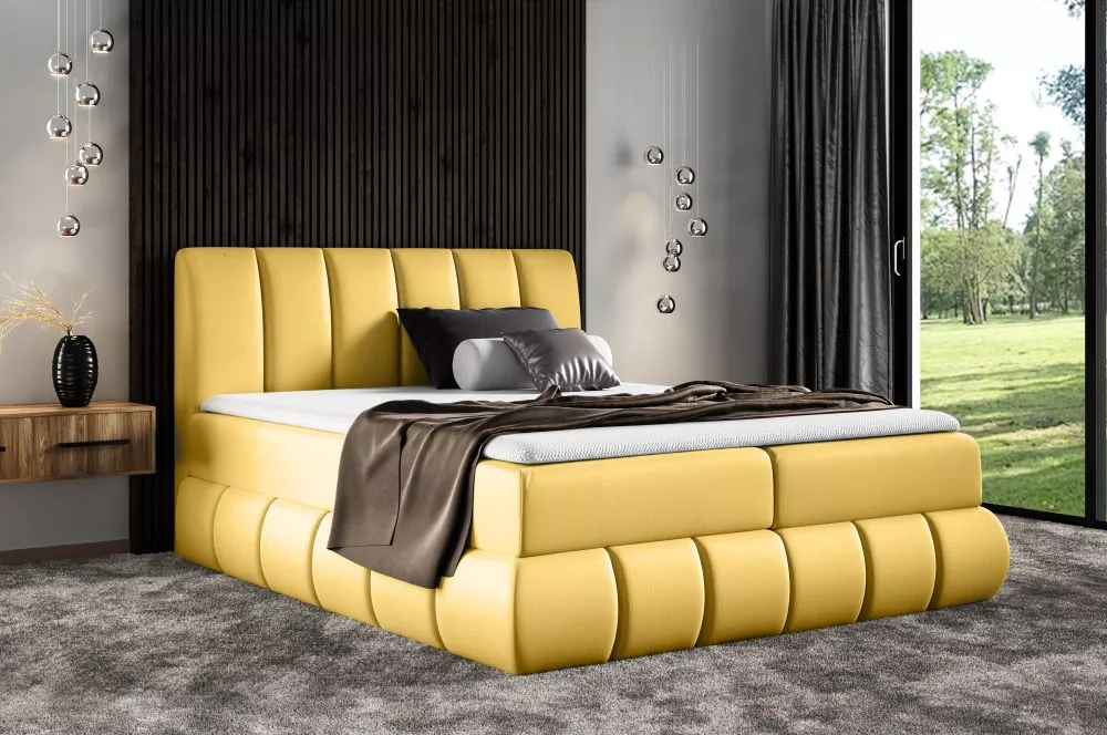 Gulta Venezia Boxspring Premium Standard Guļamvietas platums: 180 cm, Guļamvietas garums: 200 cm, · Dzeltens · 184 × 208