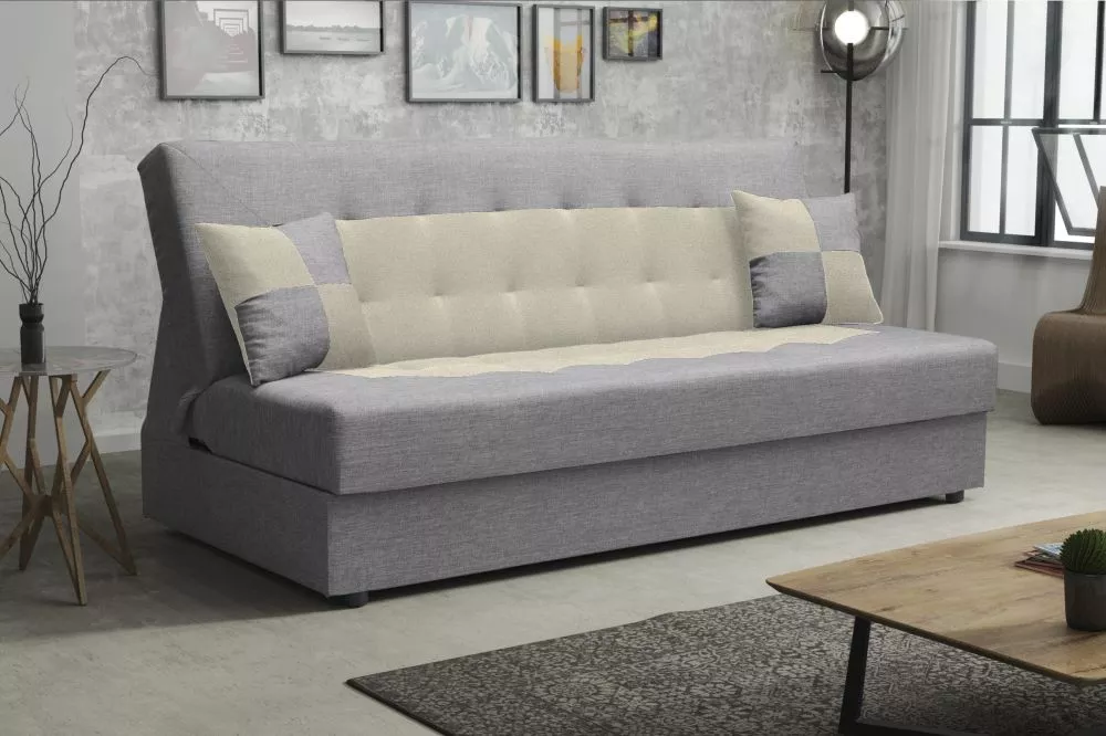 Dīvāns Polo Standard · Pelēks + krēma · 80 × 192 × 96 cm