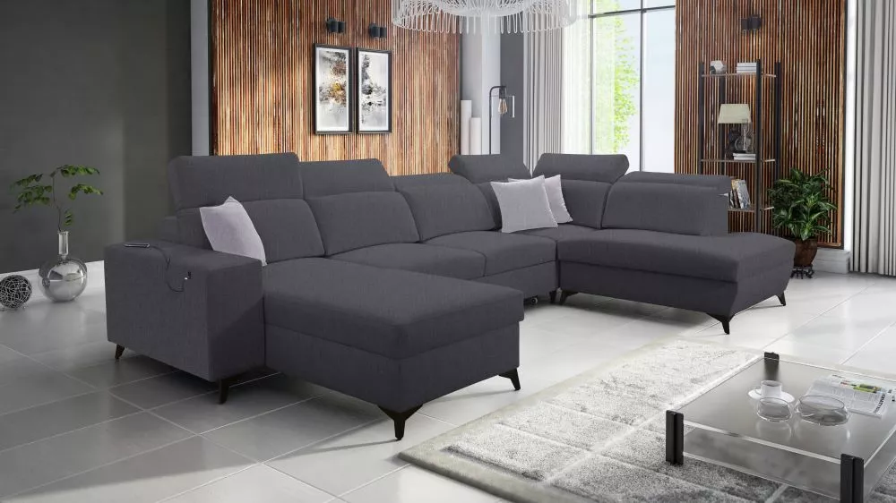 Dīvāns Bartone 6 Mix Standard · Tumši pelēks · 224 × 363 × 83 cm