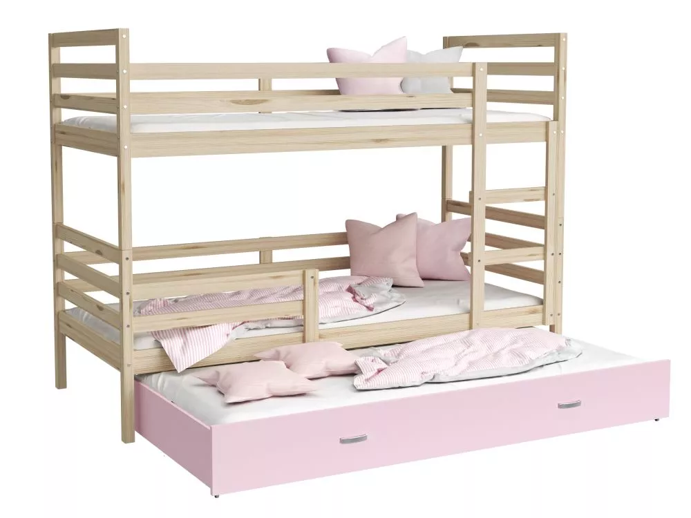 Bērnu gulta Jacek 3 90x200 ar stelāžām Guļamvietas platums: 90 cm, Guļamvietas garums: 200 cm, · 96 × 208 × 158 cm