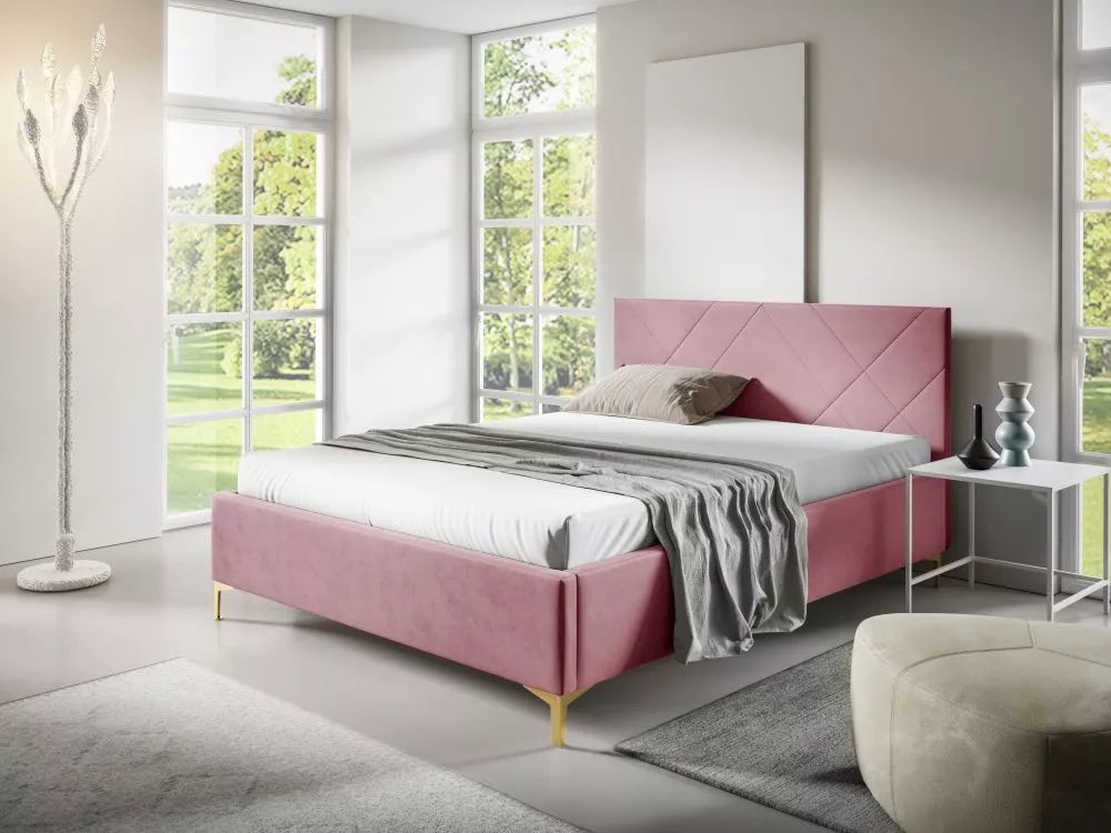 Gulta PK30 Basic ar stelāžu Guļamvietas platums: 140 cm, Guļamvietas garums: 200 cm, stelāžas tips: koka, · Rozā · 148 ×