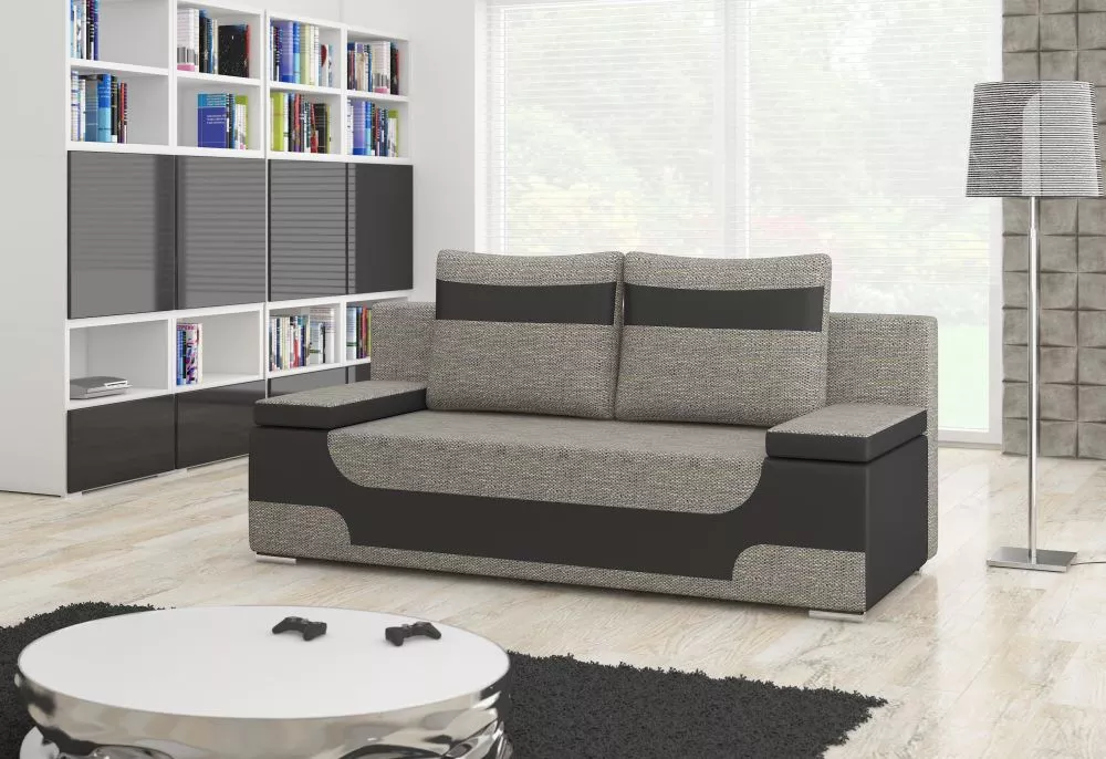 Dīvāns Area standard · Gaiši pelēks + melns · 92 × 200 × 90 cm