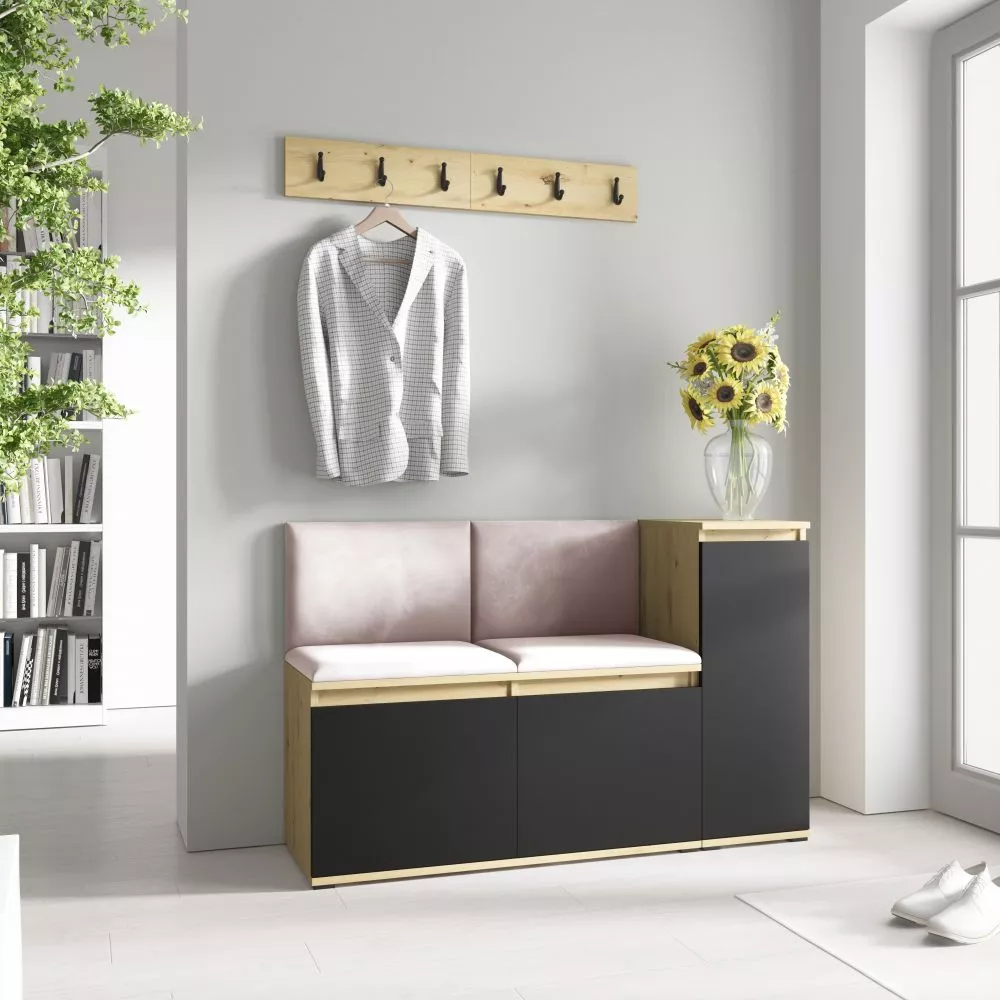 Apavu plaukts Emi 25 Trinity Korpusa krāsa: ozols artisan + melns, · 130 × 40 cm