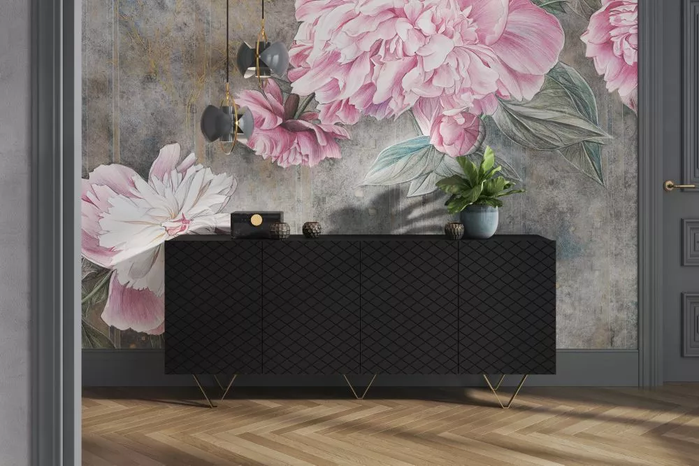 Kumode Scalia K190 4D Gold · Melns · 190 × 42 × 83 cm