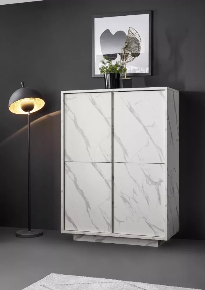 Kumode Ice Carrara KW4D · Marmora balts · 92 × 43 × 145 cm