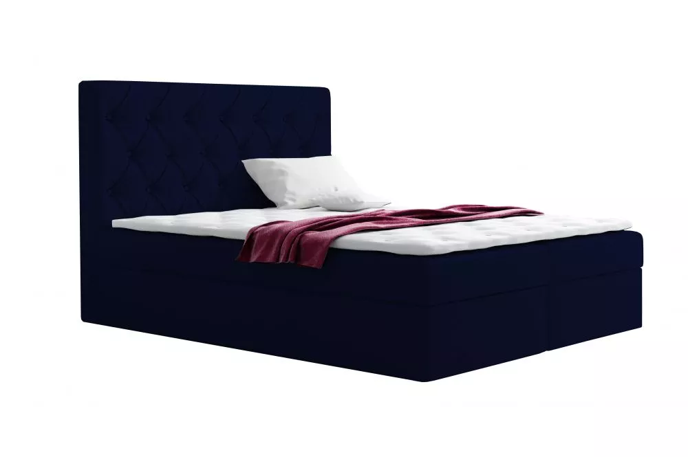 Gulta Boxspring 56 standard Guļamvietas platums: 140 cm, Guļamvietas garums: 200 cm, · Zils · 141 × 210 × 122 cm