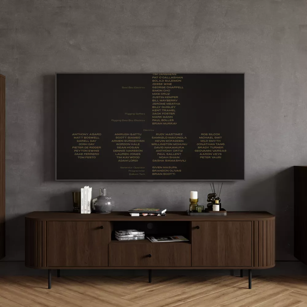TV tumba Ovalio 321 · Tumšais ozols · 181 × 42 × 50 cm