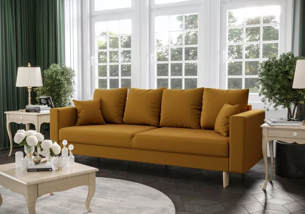 Dīvāns Kristi Standard Guļamvietas platums: 135 cm, · Dzeltens · 225 × 87 cm
