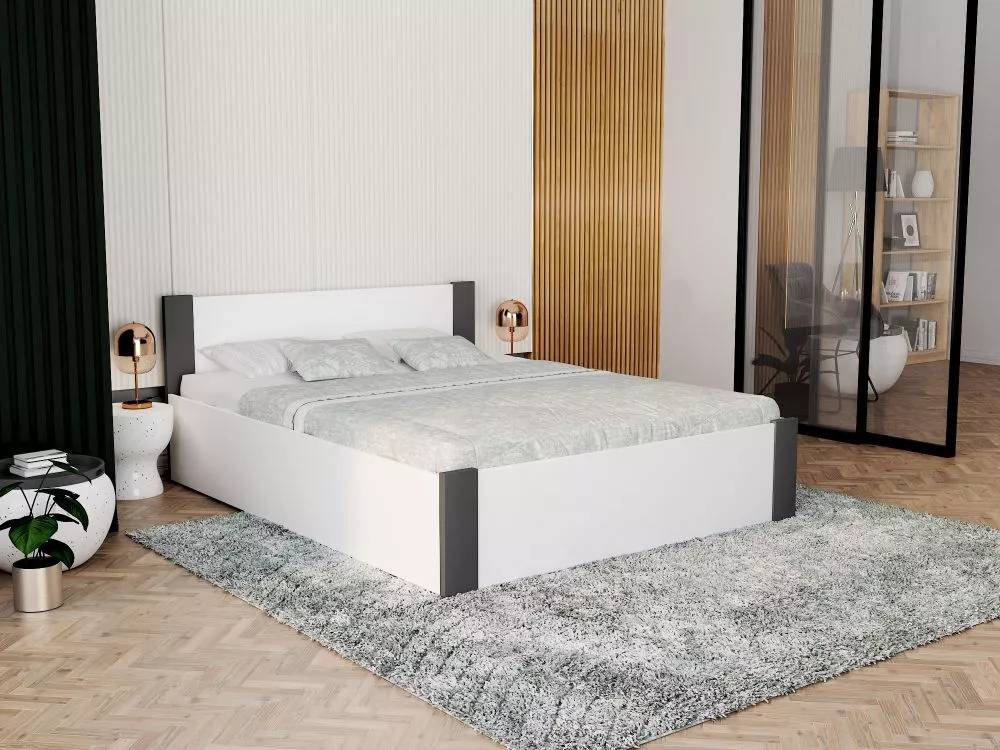 Gulta Boston ar stelāžu Guļamvietas platums: 160 cm, Korpusa krāsa: balts, Guļamvietas garums: 200 cm, stelāžas tips: ko