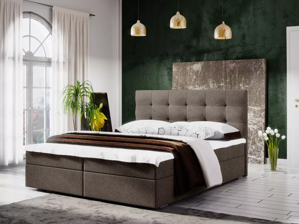 Gulta Fado 2 Boxspring Standard Guļamvietas platums: 160 cm, Guļamvietas garums: 200 cm, · Brūni pelēks · 165 × 208 × 10