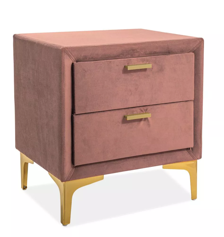 Naktsgaldiņš Monako Velvet Korpusa krāsa: rozā, Elementu krāsa: zelts, · 53 × 36 × 56 cm
