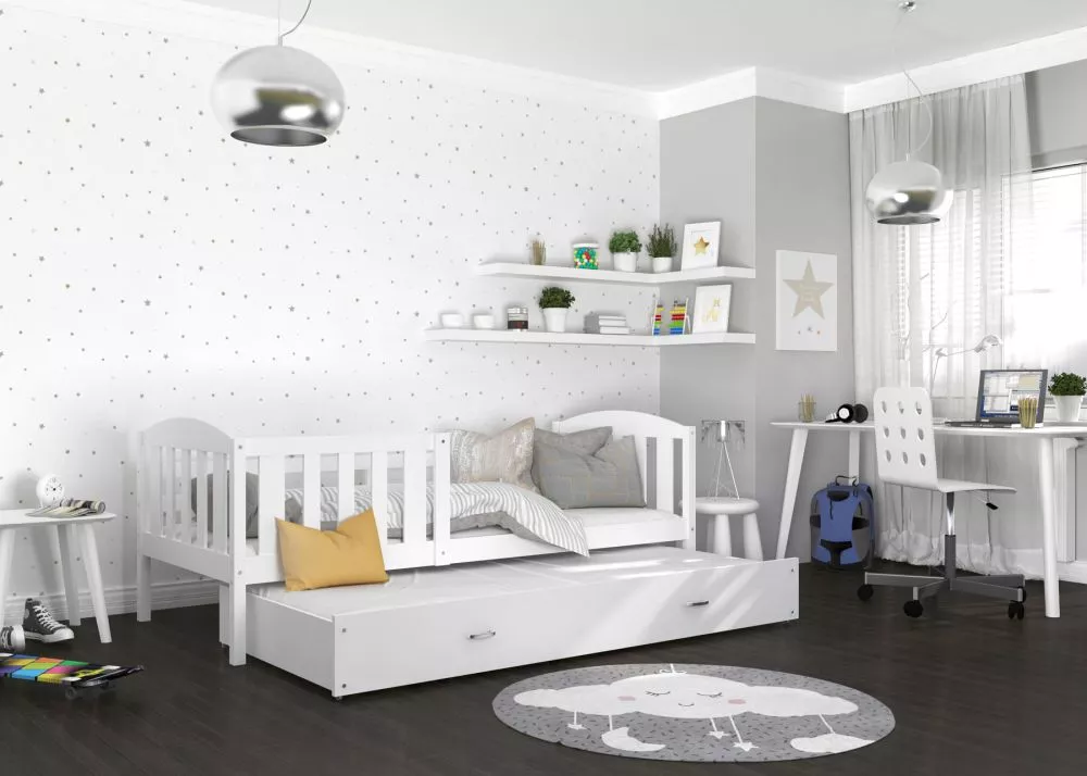 Bērnu gulta Kubus P2 MDF 90x200 ar stelāžām Guļamvietas platums: 90 cm, Guļamvietas garums: 200 cm, · 96 × 208 × 74 cm