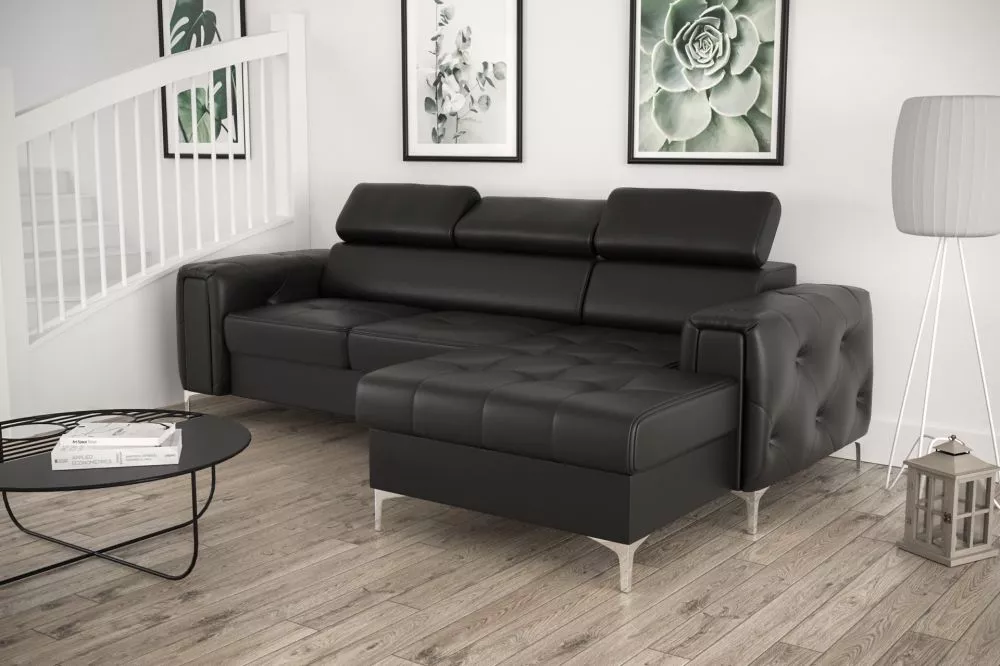 Dīvāns Orion Mini standard · Melna · 165 × 255 × 78 cm