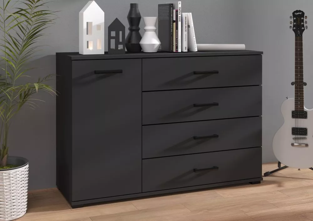 Kumode Frazio F2 · Melns · 120 × 40 × 81.6 cm