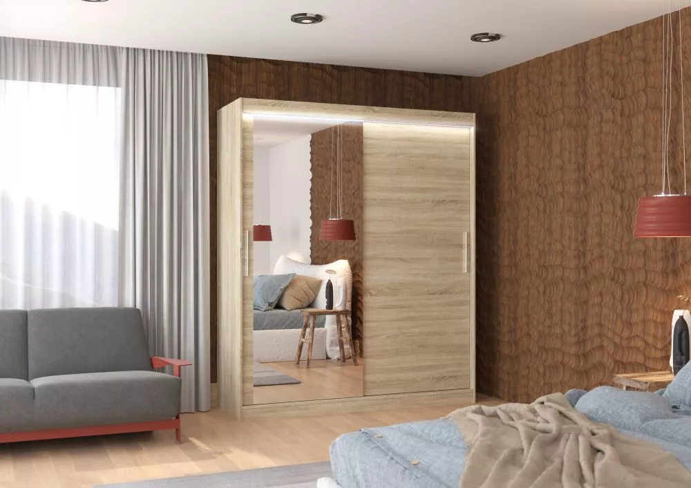Skapis Tom ar LED · Sonoma · 180 × 58 × 215 cm