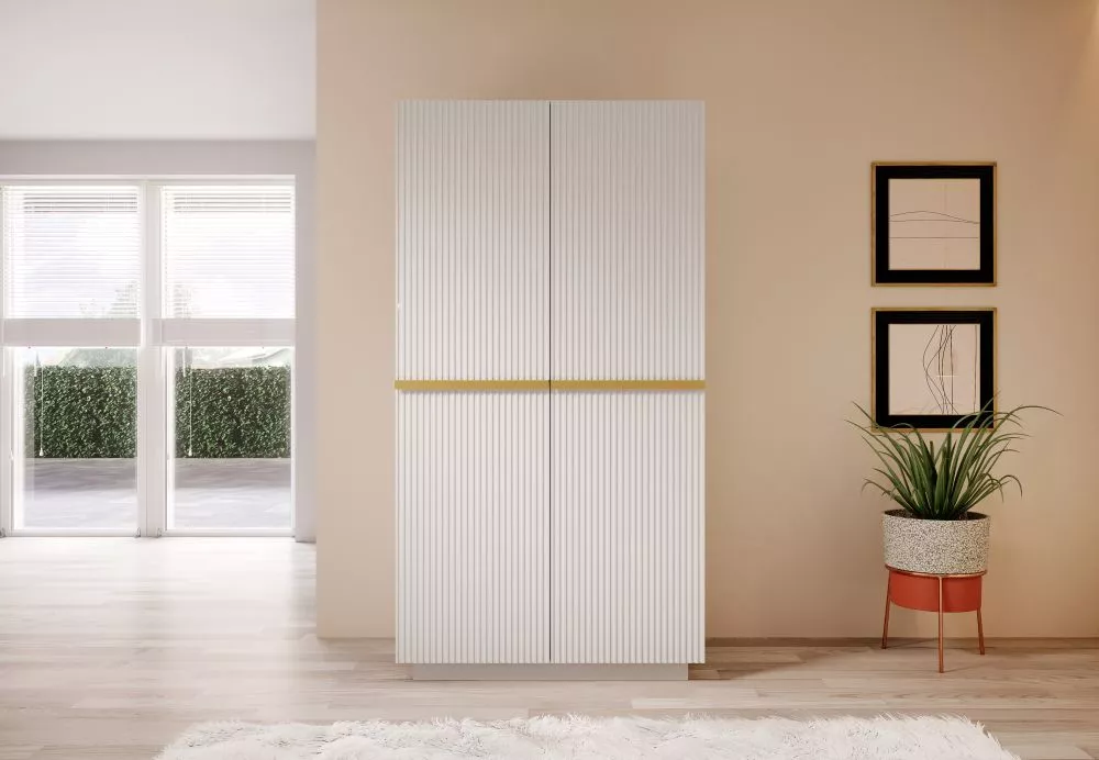 Skapis Nicole SZ100 2D Gold C · Balts · 100 × 62 × 207 cm