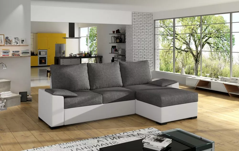 Dīvāns Lusso standard · Pelēks + balts · 160 × 245 × 90 cm