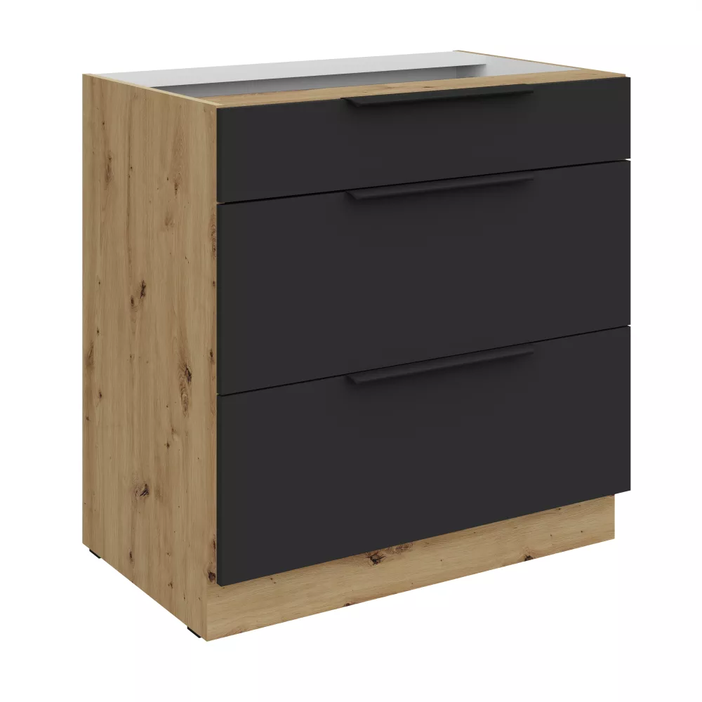 Virtuves skapis Aria Black 80 D 3S BB