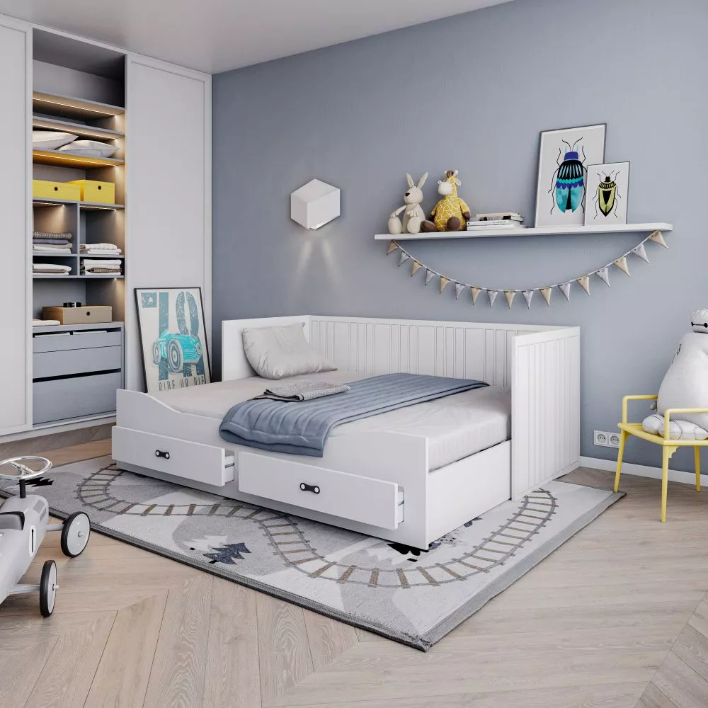 Gulta Hermes Classic ar stelāžu Guļamvietas platums: 81 cm, Guļamvietas garums: 200 cm, · Balts · 87 × 204 × 86.5 cm