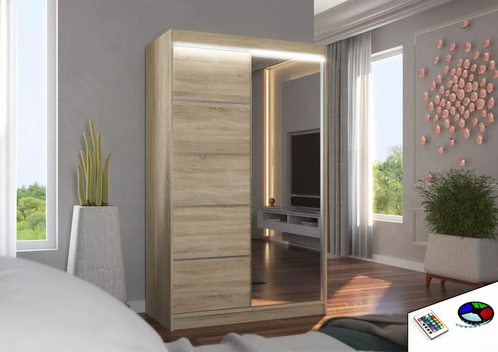 Skapis Nicea Classic ar LED · Sonoma · 120 × 58 × 200 cm