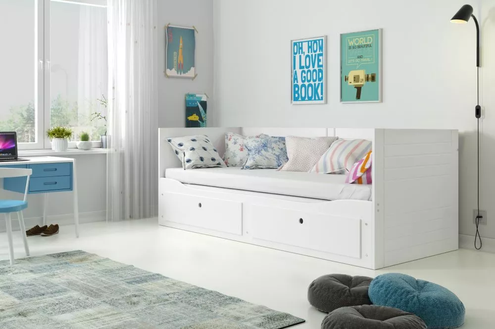 Gulta Hermes ar stelāžu Guļamvietas platums: 160 cm, Guļamvietas garums: 200 cm, · Balts · 165 × 205 × 78 cm