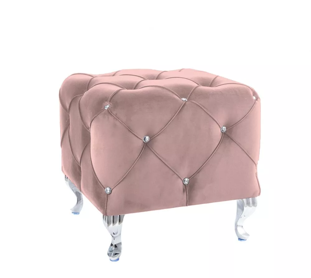 Pufs Hestia K Velvet Auduma numurs: Bluvel 52, · Rozā · 50 × 46 × 50 cm