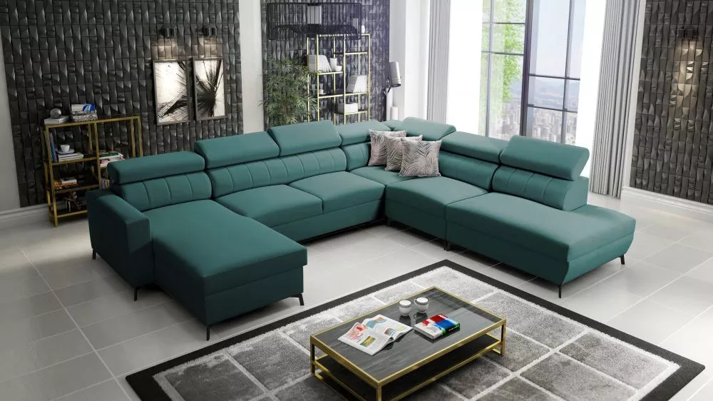 Dīvāns Baltico 9 Premium Standard · Tirkīzs · 302 × 351 × 83 cm