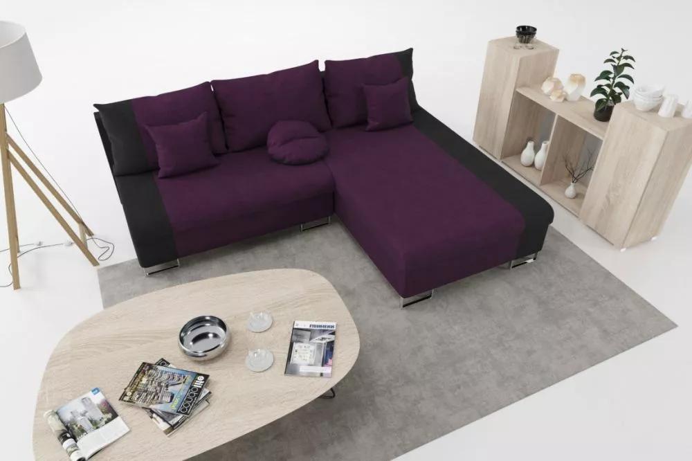 Dīvāns Cintra Standard · Violets + melns · 142 × 215 × 76 cm
