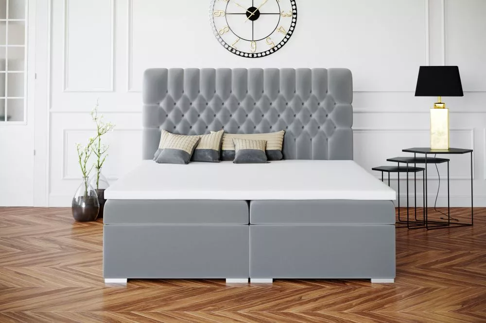 Gulta Dalia Boxspring Standard Guļamvietas platums: 160 cm, Guļamvietas garums: 200 cm, · Gaiši pelēks · 160 × 207 × 125