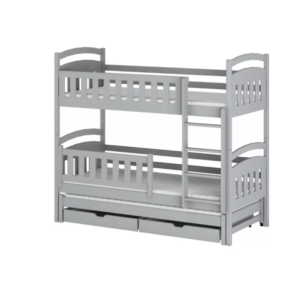 Bērnu gulta Blanka ar stelāžām Guļamvietas platums: 90 cm, Guļamvietas garums: 200 cm, · Pelēks · 97 × 208 × 164 cm