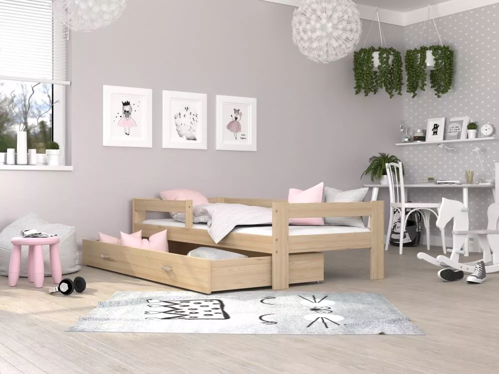 Bērnu gulta Hugo 80x160 ar stelāžu Guļamvietas platums: 80 cm, Guļamvietas garums: 160 cm, · 85 × 169 × 56 cm