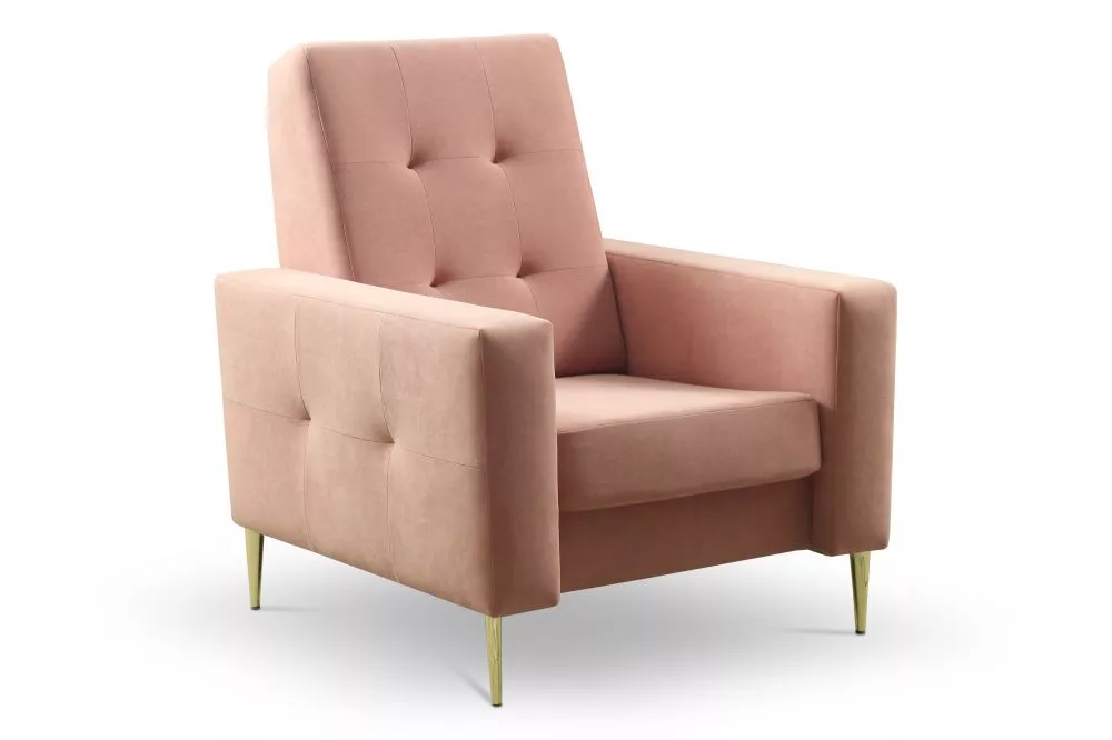 Mīksts krēsls Domino 1S Standard Sēdvietas dziļums: 60 cm, · Rozā · 88 × 85 × 97 cm