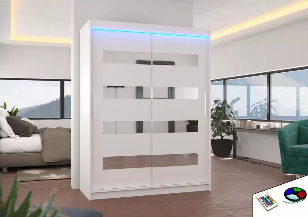 Skapis Baltic ar LED · Balts · 150 × 58 × 200 cm