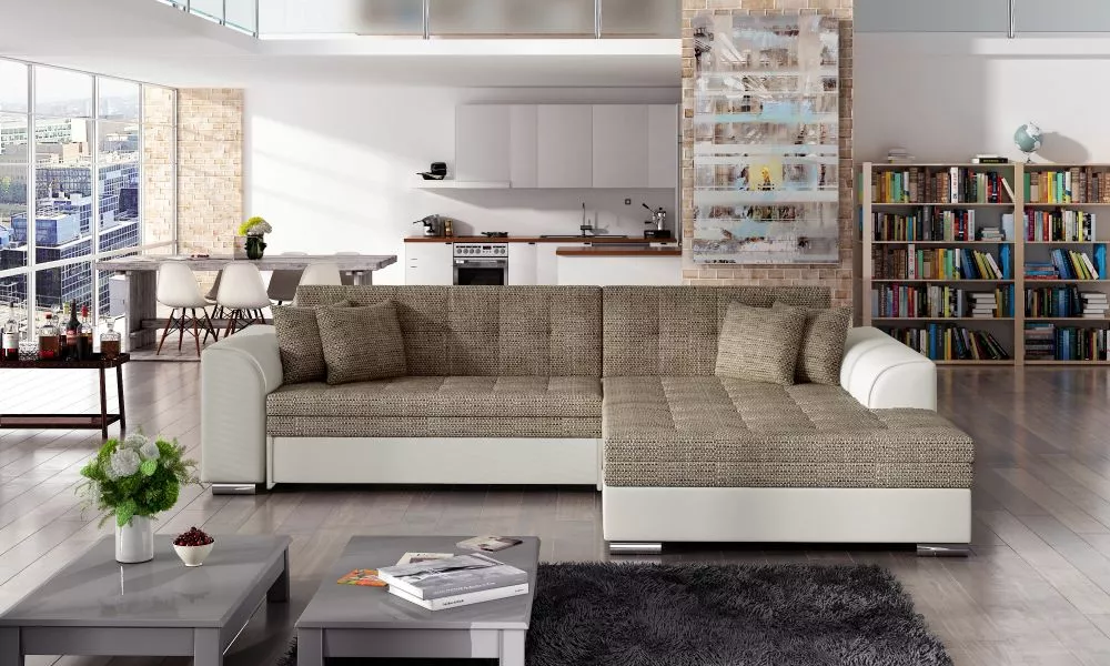 Dīvāns Sorento standard · Bēšs + krēms · 195 × 295 × 80 cm