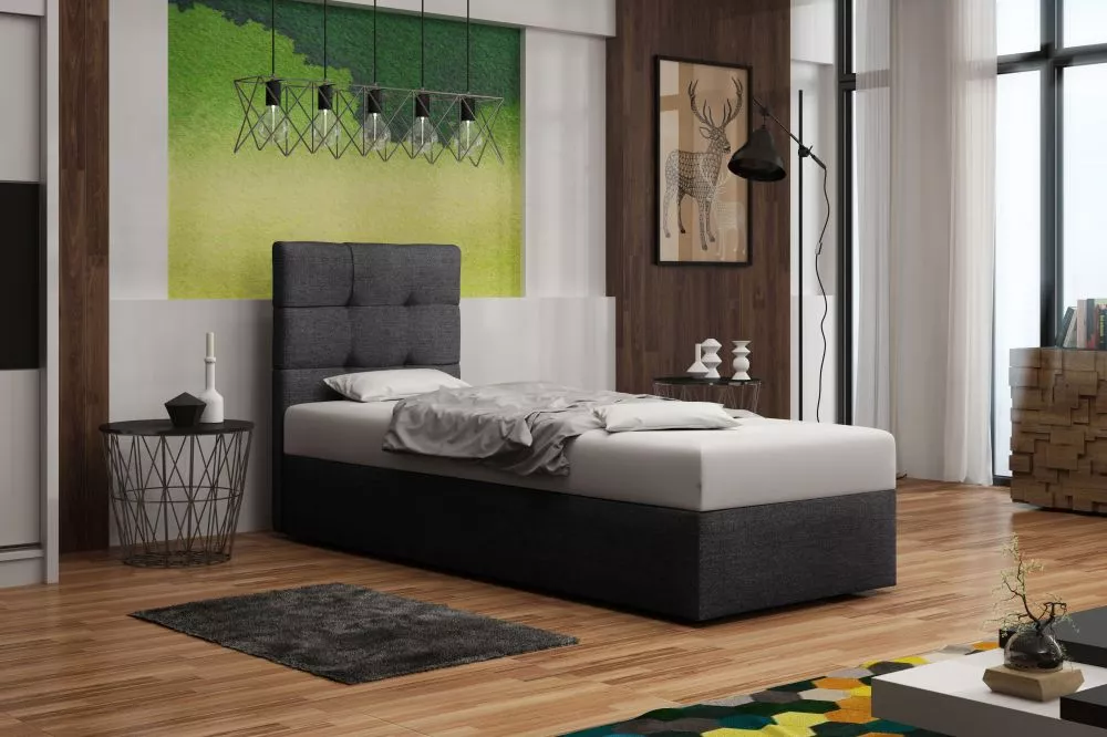 Gulta Duo 2 90x200 Boxspring Standard Guļamvietas platums: 90 cm, Guļamvietas garums: 200 cm, · Tumši pelēks · 95 × 207 