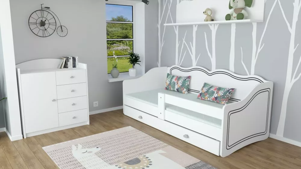 Bērnu gulta Royal 80x160 ar stelāžu Guļamvietas platums: 80 cm, Guļamvietas garums: 160 cm, · 84 × 164 × 70 cm