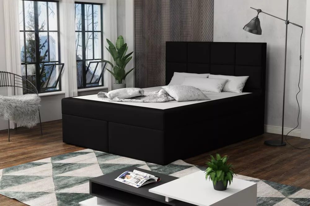 Gulta Besso Standard Guļamvietas platums: 180 cm, Guļamvietas garums: 200 cm, · Melns · 182 × 210 × 120 cm