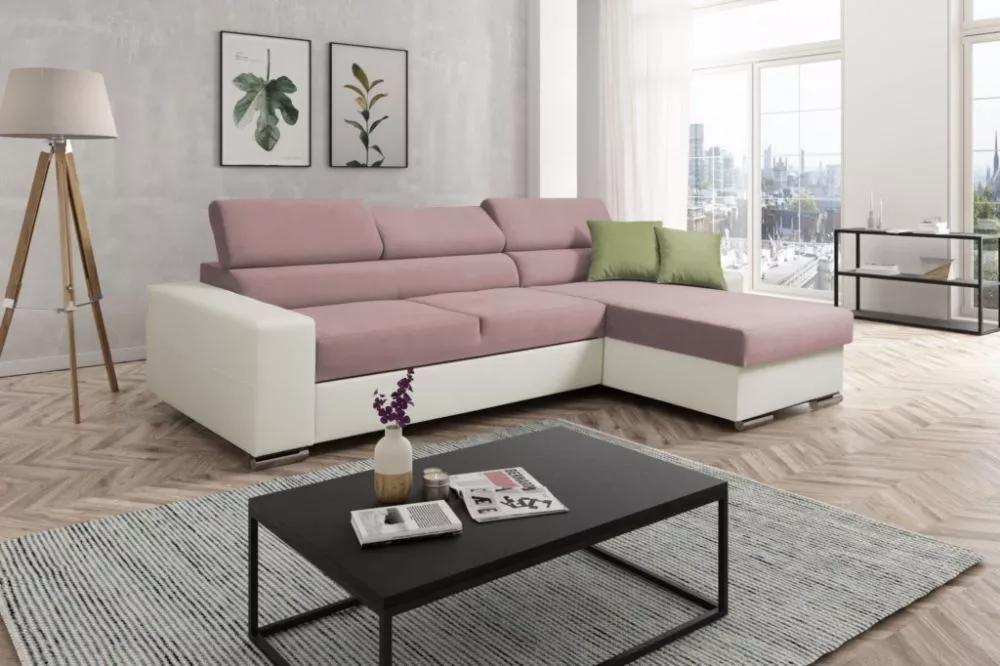 Dīvāns Lotus standard · Rozā + balts · 175 × 270 × 90 cm