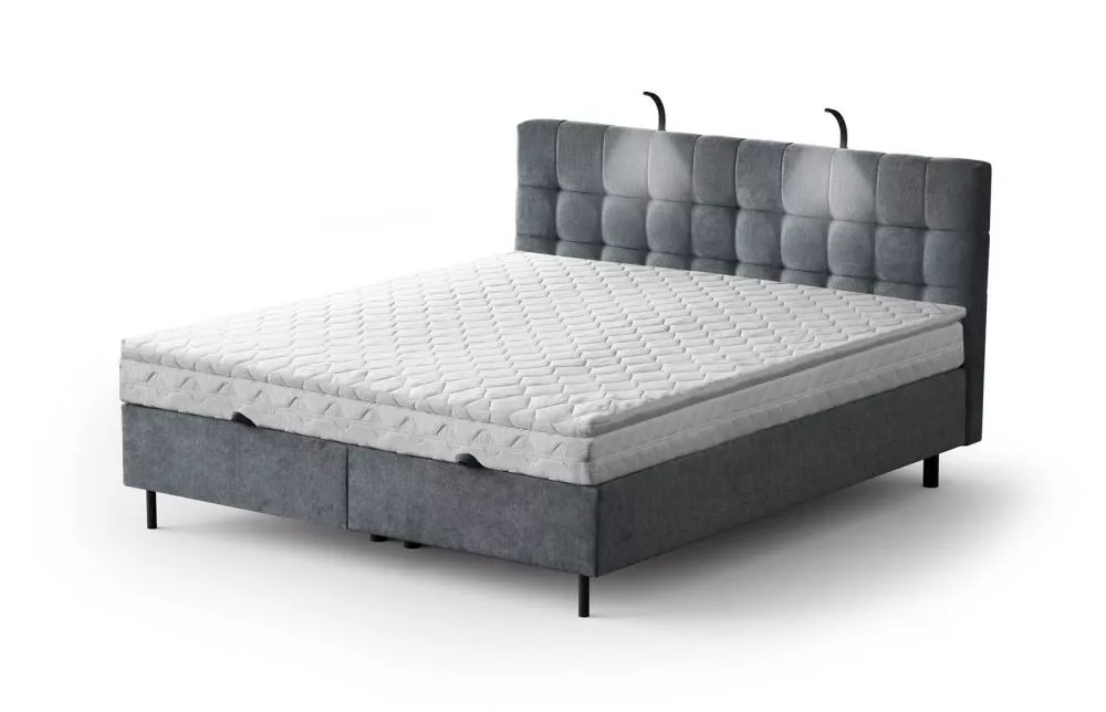 Gulta Muna Standard ar LED Guļamvietas platums: 160 cm, Guļamvietas garums: 200 cm, · Pelēks · 166 × 211 × 137 cm