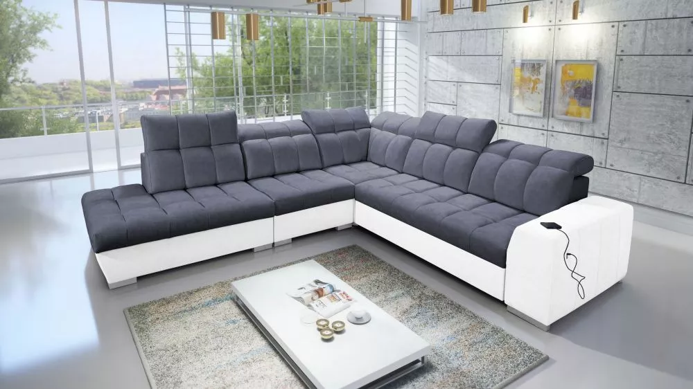 Dīvāns Pagano 9 Premium Standard · Antracīts + balts · 285 × 300 × 83 cm
