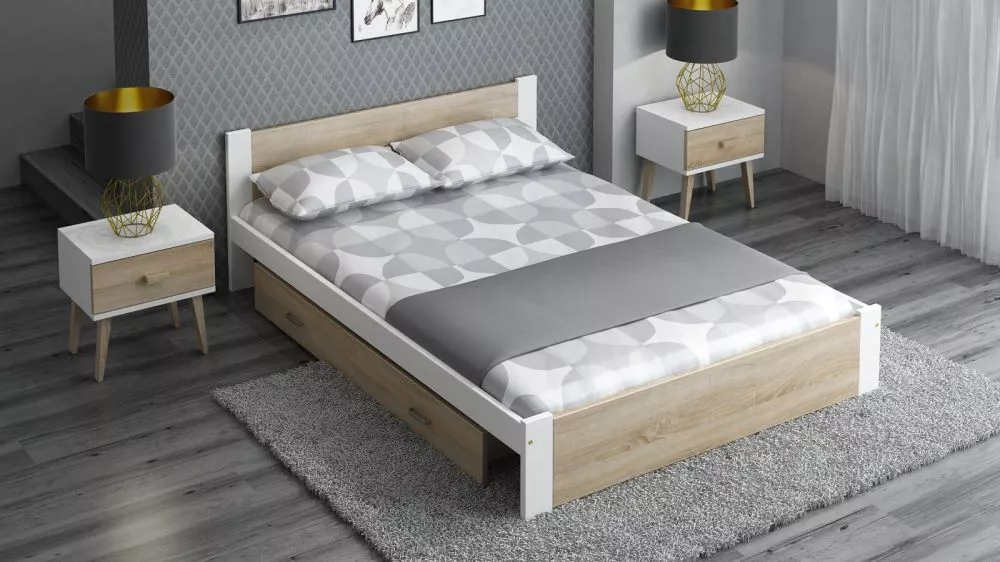 Gulta DMD-3 Magnat ar stelāžu Guļamvietas platums: 160 cm, Korpusa krāsa: balts, Guļamvietas garums: 200 cm, · 168 × 206
