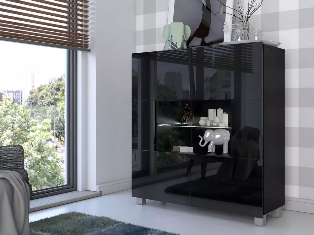 Kumode Calabrini C K2D ar LED · Melna · 100 × 35 × 107 cm