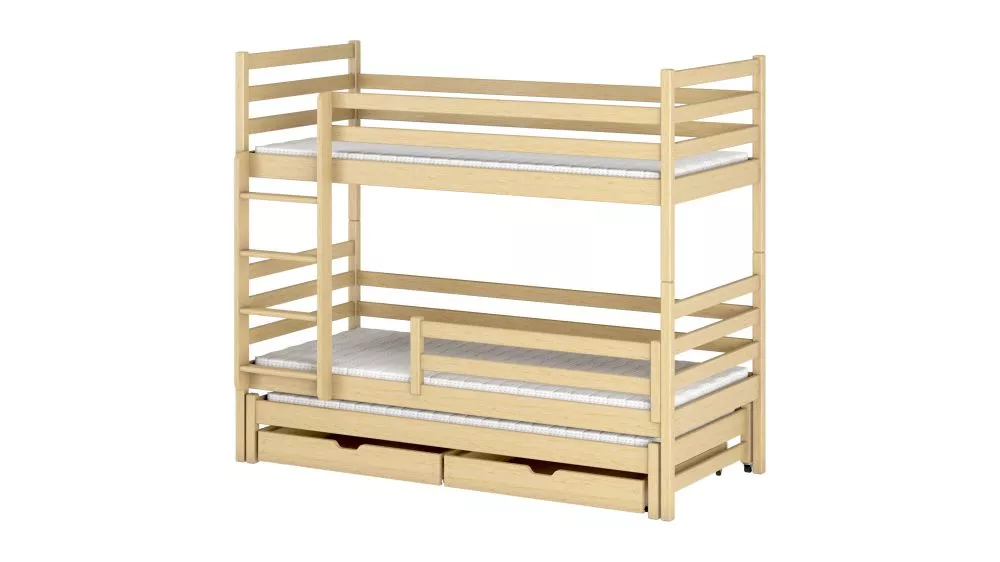 Bērnu gulta Luk ar stelāžām Guļamvietas platums: 80 cm, Guļamvietas garums: 160 cm, · Priede · 87 × 168 × 160.5 cm