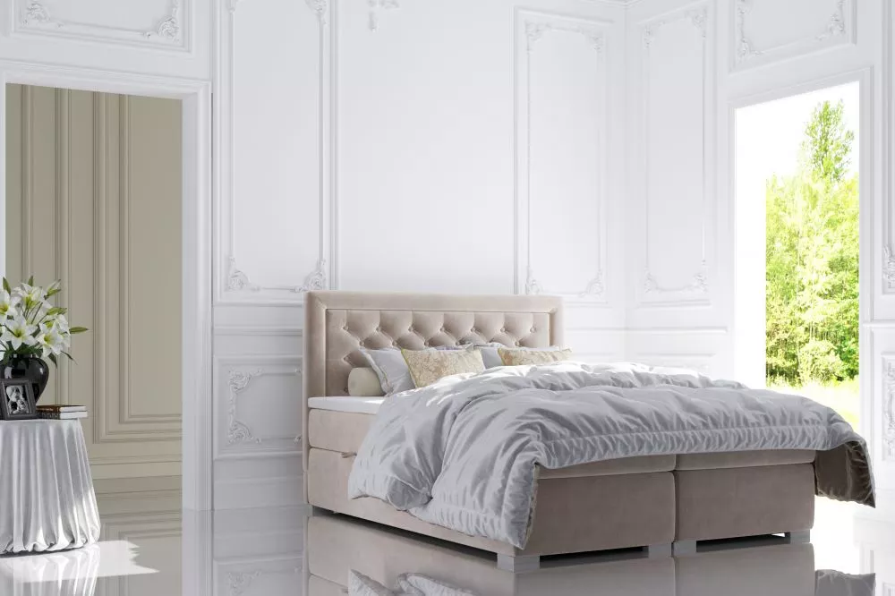 Gulta Glamour Premium Boxspring Standard Guļamvietas platums: 160 cm, Guļamvietas garums: 200 cm, · Gaiši bēšs · 160 × 2