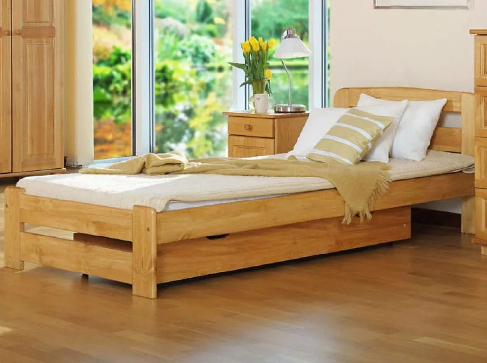 Gulta Lidia ar stelāžu Guļamvietas platums: 90 cm, Guļamvietas garums: 200 cm, · Alksnis · 98 × 207 × 69 cm