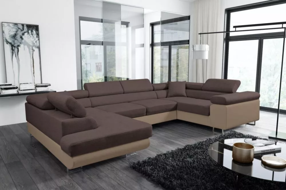 Dīvāns Antos Bis standard · Brūns + bēšs · 202 × 340 × 90 cm