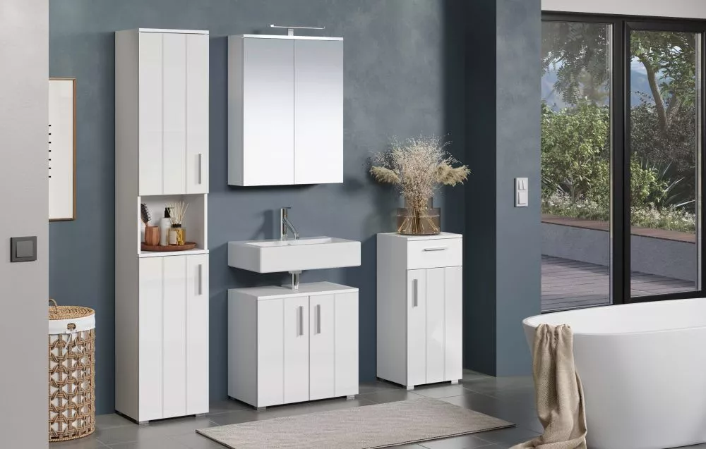 Vannas istabas komplekts Wons Set 03 ar LED · Balts · 192 × 164 × 34 cm