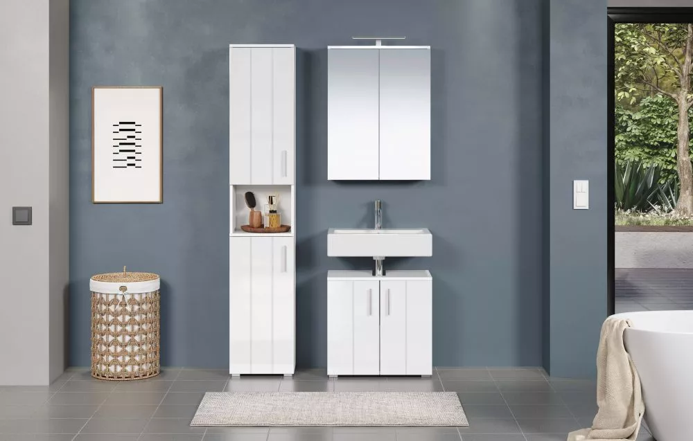 Vannas istabas komplekts Wons Set 02 ar LED · Balts · 192 × 112 × 34 cm